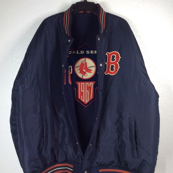 Word Series 1967 Boston Red Sox Reversible Button-Up Wool Blend Jacket - Picture 9 of 16
